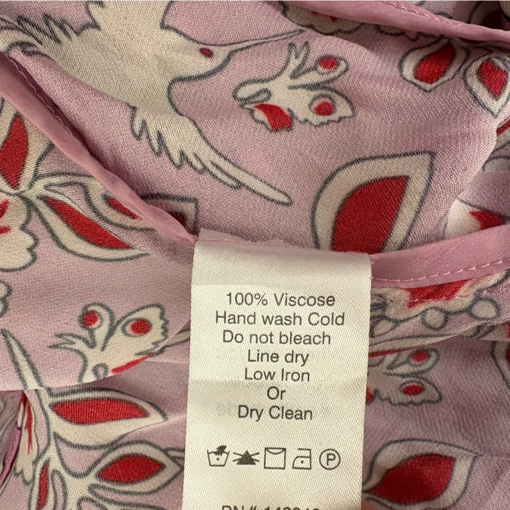 RHODE || Caroline High Neck Mini Dress Eden Floral Birds Pink Large - Picture 8 of 8
